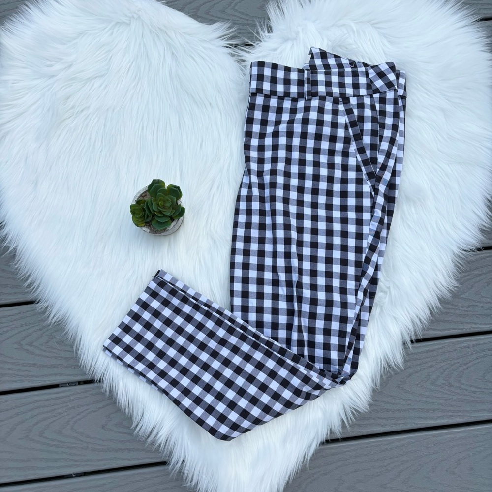 LOFT Black and White Gingham Dress Pants